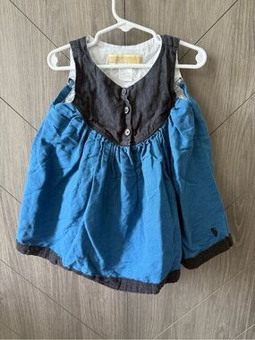 W.D. Wolf Daydream Toddler Girl’s Blue and Black Button-Front Dress